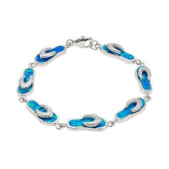 Nautica Rocks Lab-Created Blue Opal Sterling Silver Flip-Flop Bracelet