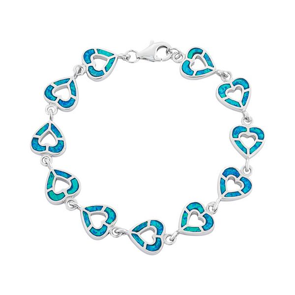 Sterling Silver Turquoise Heart Bracelet