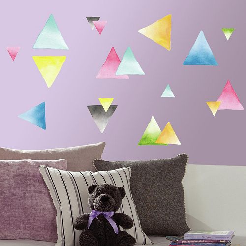 Watercolor Triangle 76-piece Peel and Stick Wall Decal Set