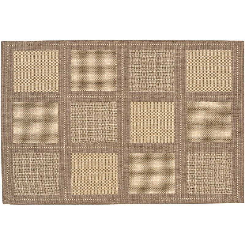 Couristan Summit Checkered Indoor Outdoor Rug, Beig/Green, 7Ft Sq