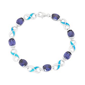 Nautica Rocks Lab-Created Blue Opal & Cubic Zirconia Sterling Silver Infinity Bracelet