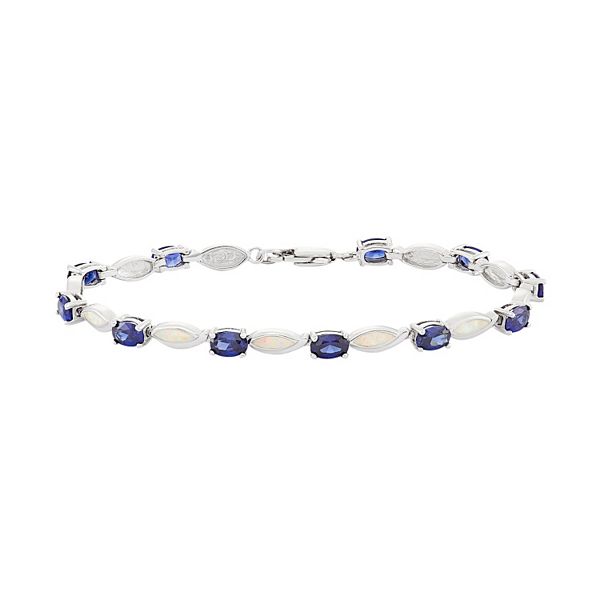 Lab-Created Opal & Cubic Zirconia Sterling Silver Bracelet