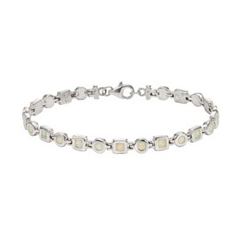 Nautica Rocks Lab-Created Opal Sterling Silver Circle & Square Link Bracelet