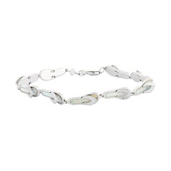 Nautica Rocks Lab-Created Opal Sterling Silver Flip-Flop Bracelet