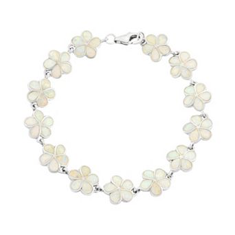 Nautica Rocks Lab-Created Opal Sterling Silver Flower Bracelet