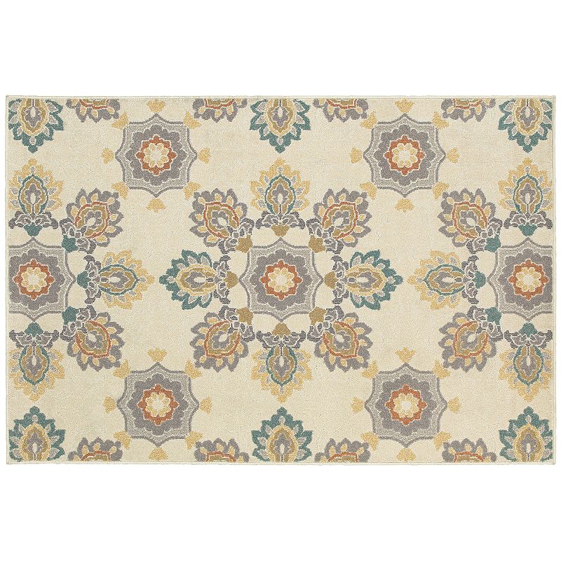 StyleHaven Longview Floral Indoor Outdoor Rug, Lt Beige, 10X13 Ft