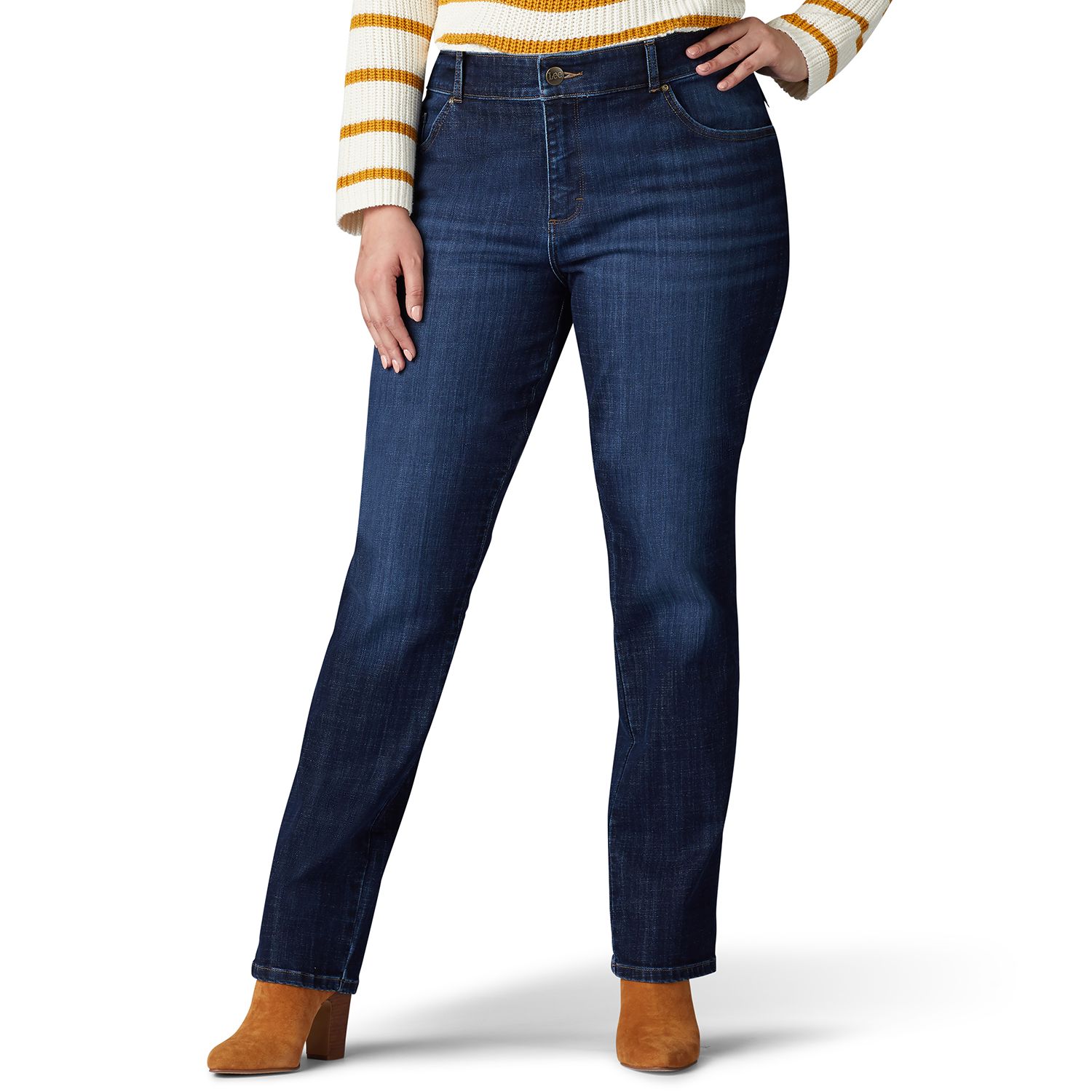 lee relaxed fit straight leg high rise jeans