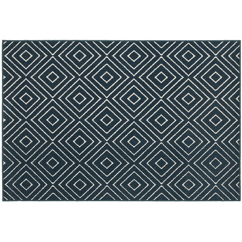 StyleHaven Longview Geometric Diamond Indoor Outdoor Rug, Blue, 6.5X9.5 Ft