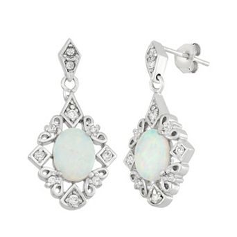 Nautica Rocks Lab-Created Opal & Cubic Zirconia Sterling Silver Drop Earrings