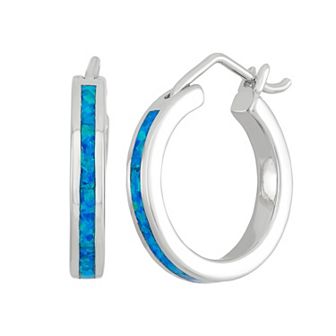 Nautica Rocks Lab-Created Blue Opal Sterling Silver Hoop Earrings