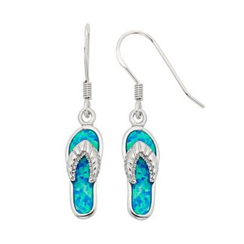 Nautica Rocks Lab-Created Blue Opal Sterling Silver Flip-Flop Drop Earrings