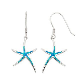 Nautica Rocks Lab-Created Blue Opal Sterling Silver Starfish Drop Earrings