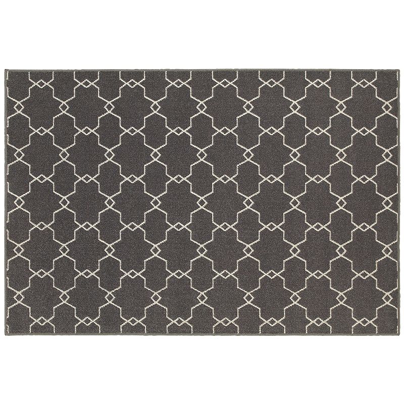 StyleHaven Longview Geometric Trellis Indoor Outdoor Rug, Grey, 6.5X9.5 Ft