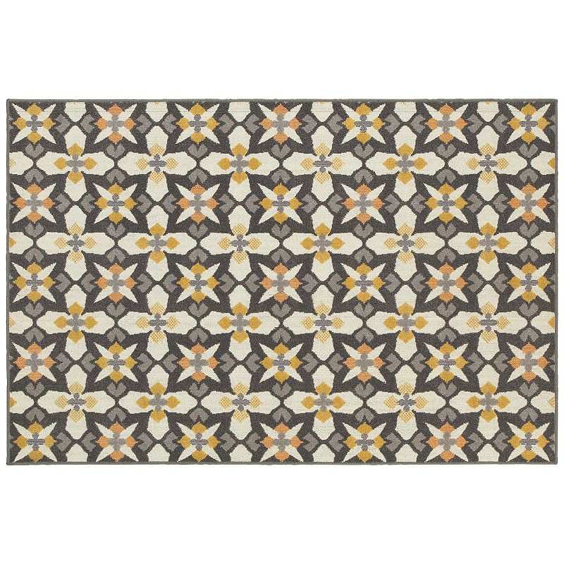 StyleHaven Longview Cross Panel Indoor Outdoor Rug, Grey, 8X11 Ft