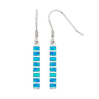 Nautica Rocks Lab-Created Blue Opal Sterling Silver Stick Drop Earrings