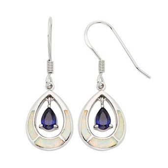 Nautica Rocks Lab-Created Opal & Cubic Zirconia Sterling Silver Teardrop Earrings
