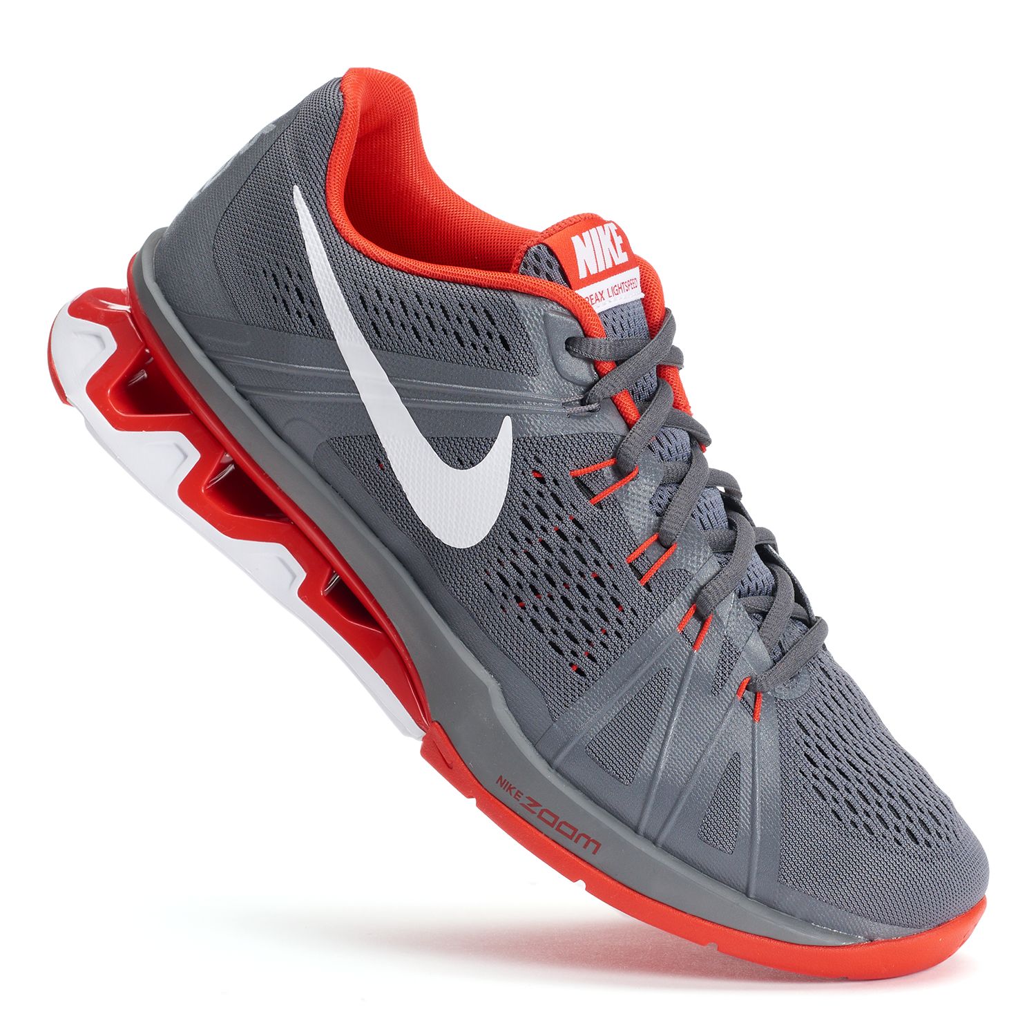 nike reax gray and red