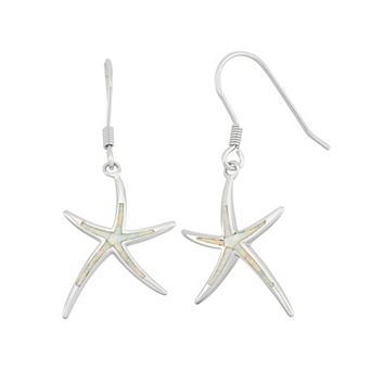 Nautica Rocks Lab-Created Opal Sterling Silver Starfish Drop Earrings