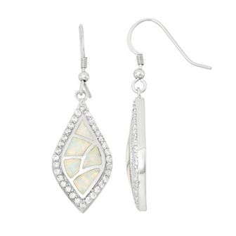 Lab-Created Opal & Cubic Zirconia Sterling Silver Drop Earrings