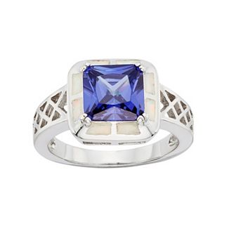 Nautica Rocks Cubic Zirconia & Opal Sterling Silver Halo Openwork Ring