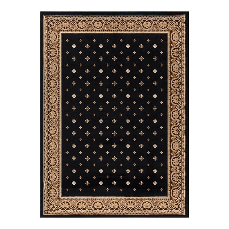 Merinos Pin Dot Framed Rug, Black, 8X11 Ft