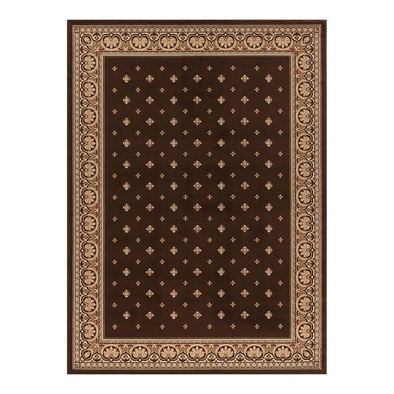 Merinos Pin Dot Framed Rug, Brown, 8X11 Ft