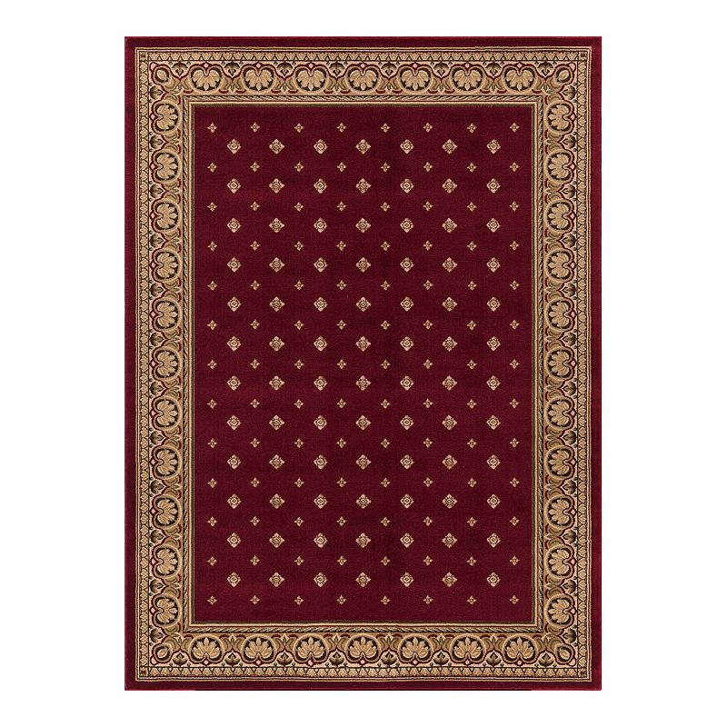 Merinos Pin Dot Framed Rug, Red, 8X11 Ft