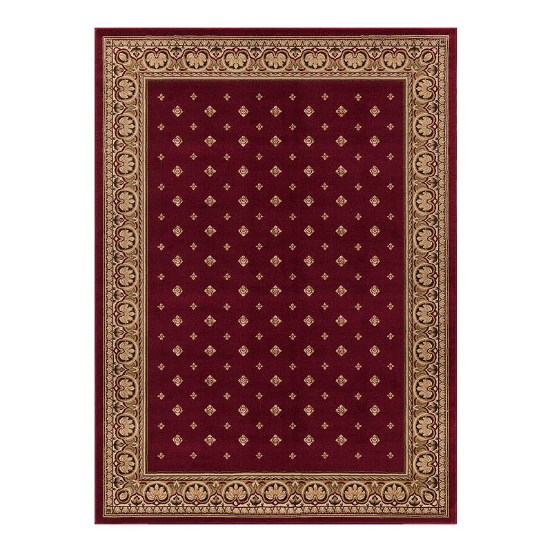 Merinos Pin Dot Framed Rug, Red, 8X11 Ft