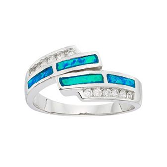 Nautica Rocks Cubic Zirconia & Lab-Created Blue Opal Sterling Silver Bypass Ring