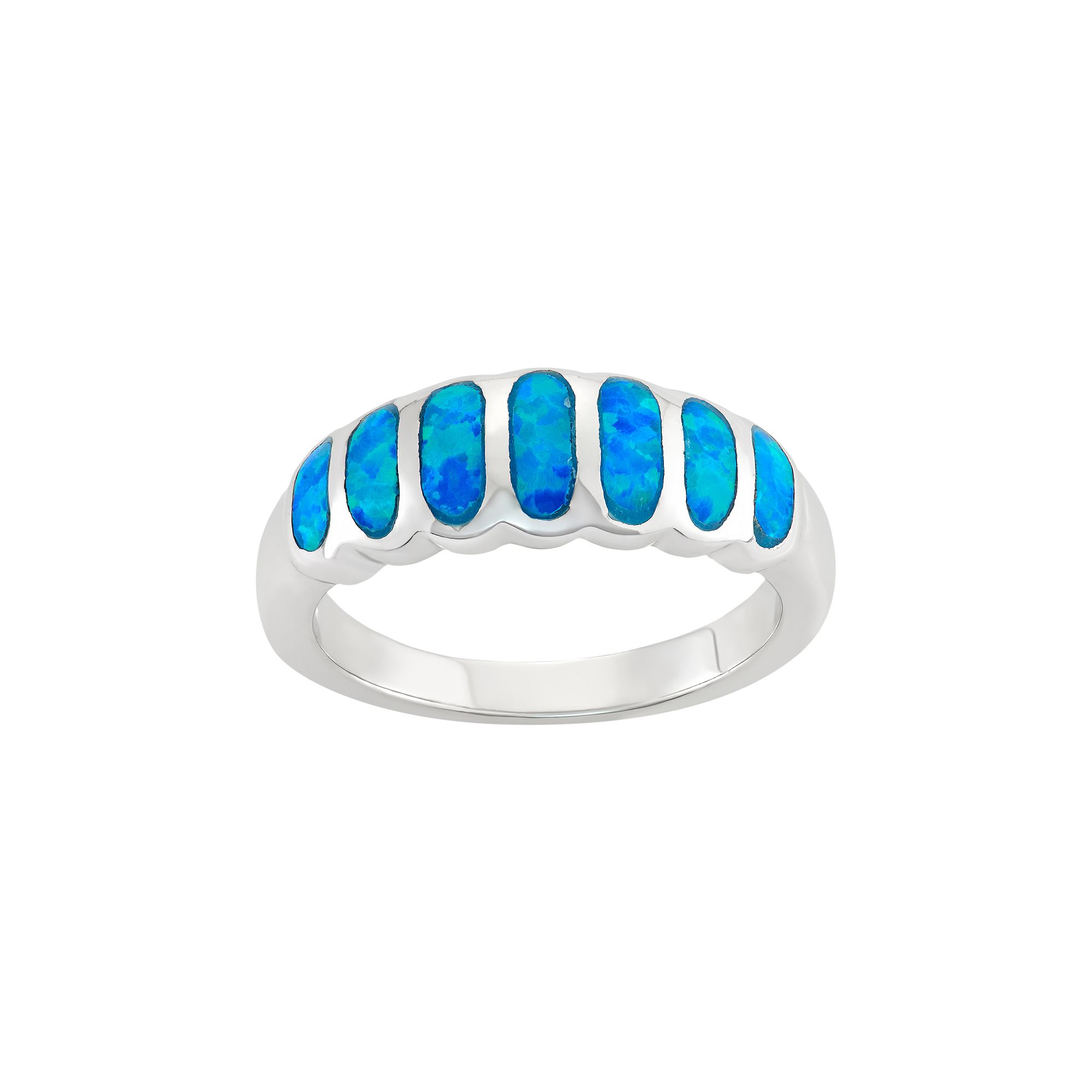 Lab-Created Blue Opal Sterling Silver Ring, Womens, Size: 6