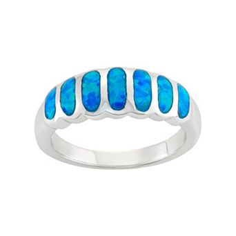 Nautica Rocks Lab-Created Blue Opal Sterling Silver Ring