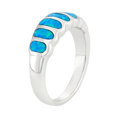 Lab-Created Blue Opal Sterling Silver Ring
