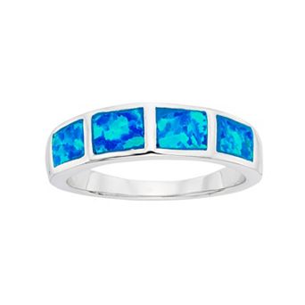 Nautica Rocks Lab-Created Blue Opal Sterling Silver Ring