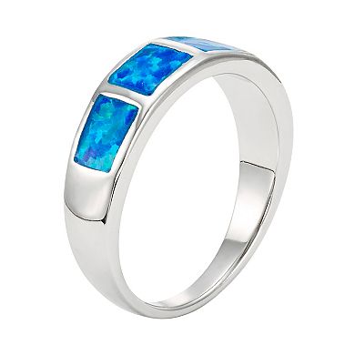 Lab-Created Blue Opal Sterling Silver Ring