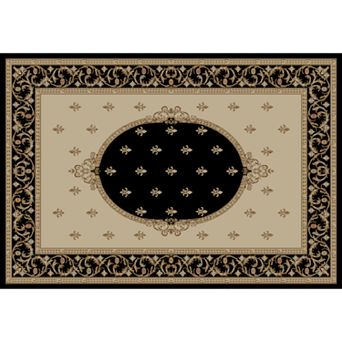 Merinos Fleur de Lis Medallion Framed Rug