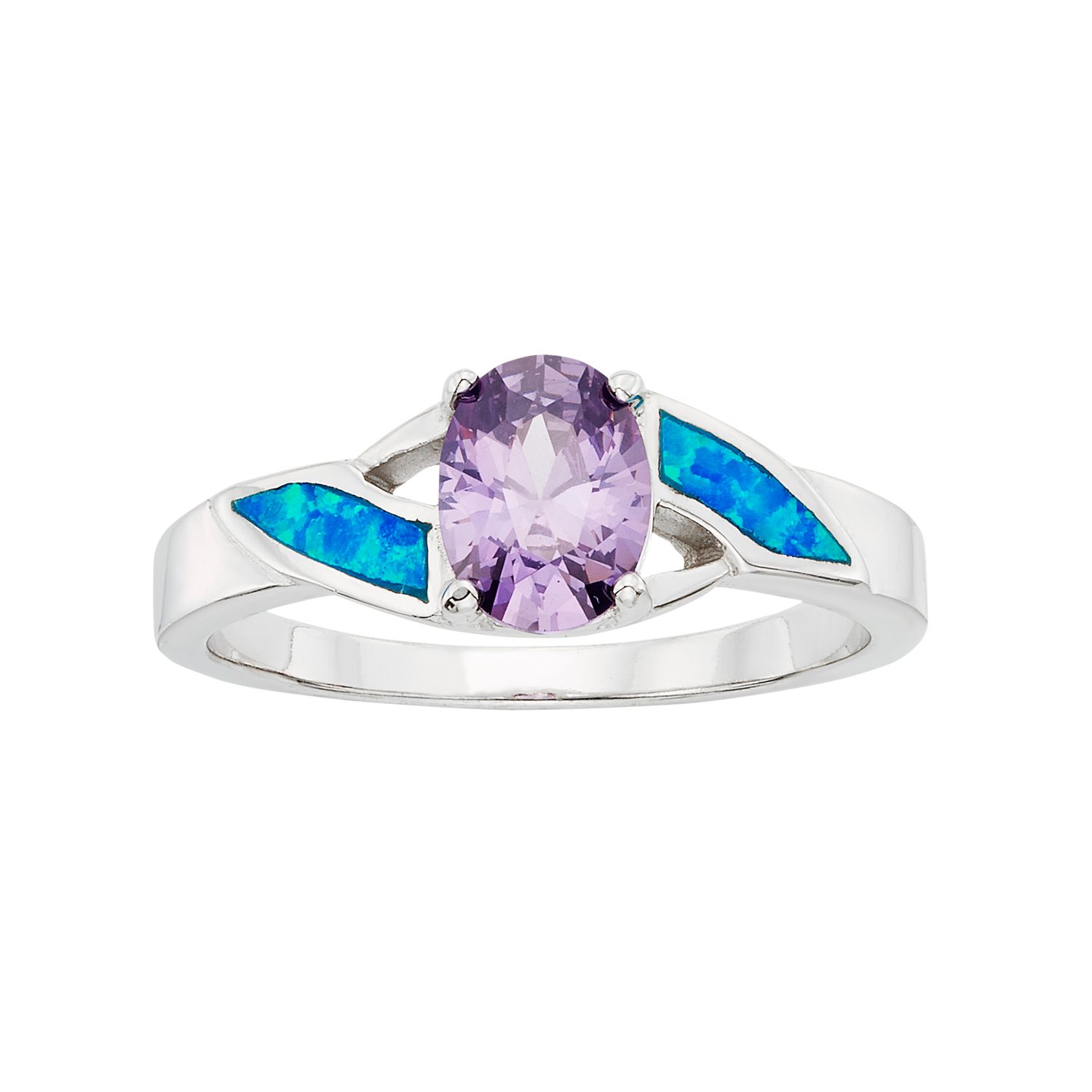 Creative Four-leaf Flower Purple Cubic Zirconia Ring, Men's And Women's