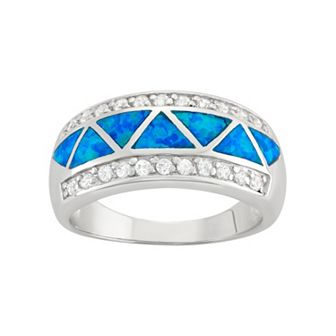 Nautica Rocks Cubic Zirconia & Lab-Created Blue Opal Sterling Silver Ring