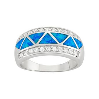 Nautica Rocks Cubic Zirconia & Lab-Created Blue Opal Sterling Silver Ring