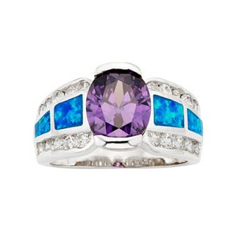 Nautica Rocks Cubic Zirconia & Lab-Created Blue Opal Sterling Silver Ring