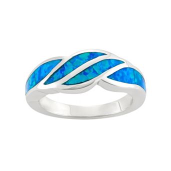 Nautica Rocks Lab-Created Blue Opal Sterling Silver Swirl Ring