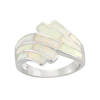 Nautica Rocks Lab-Created Opal Sterling Silver Wave Bypass Ring