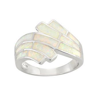 Nautica Rocks Lab-Created Opal Sterling Silver Wave Bypass Ring