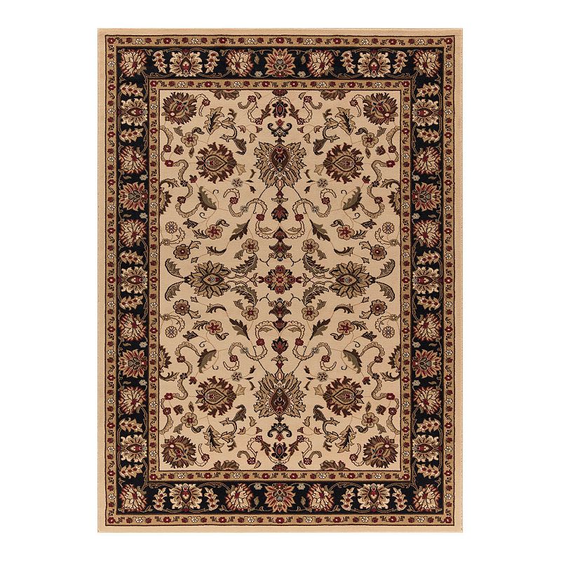 Merinos Agra Floral Framed Rug, White, 8Ft Rnd