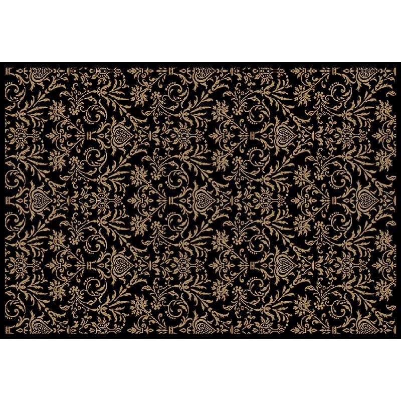 Merinos Damask Rug, Black, 5X7.5 Ft