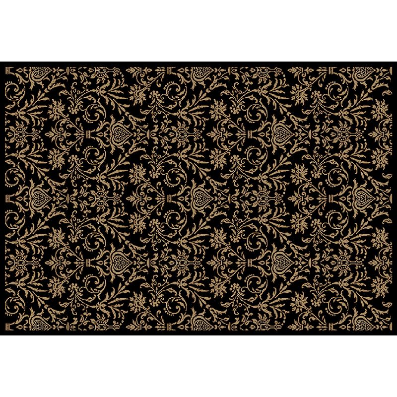 Merinos Damask Rug, Black, 8X10 Ft