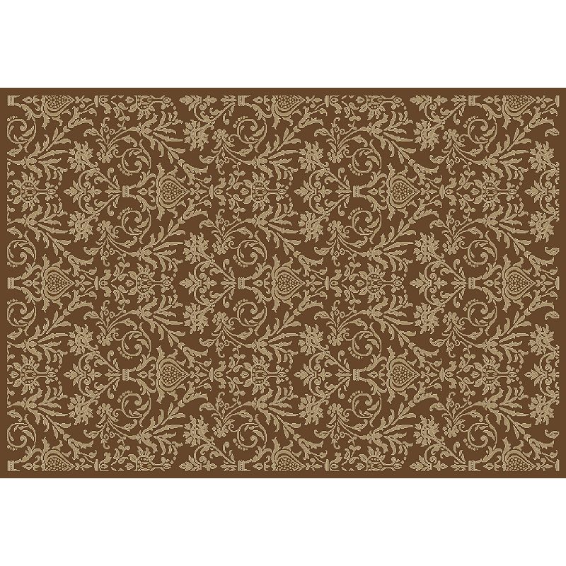 Merinos Damask Rug, Brown, 6.5X9 Ft
