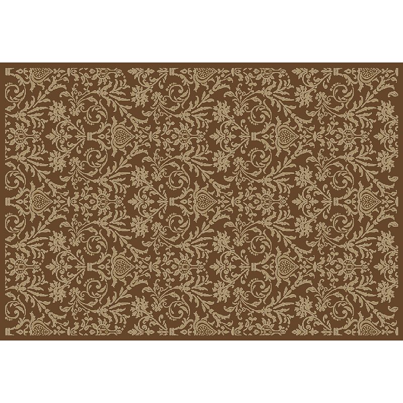 Merinos Damask Rug, Brown, 8X10 Ft