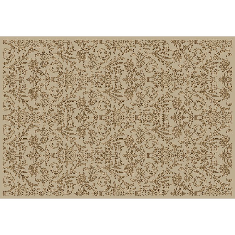 Merinos Damask Rug, White, 8X10 Ft