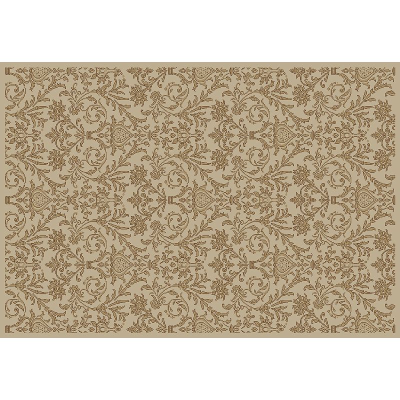 Merinos Damask Rug, White, 8X10 Ft