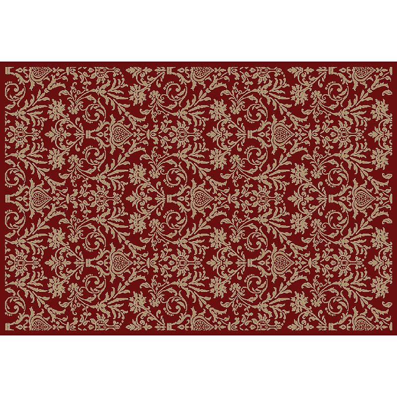 Merinos Damask Rug, Red, 8X10 Ft
